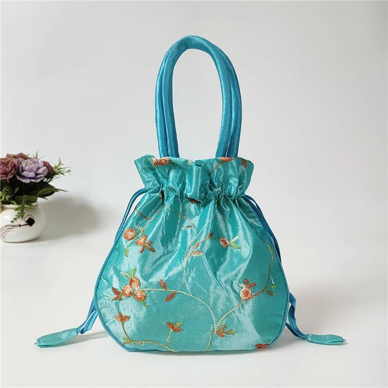 Antique style bag, handbag, women's small bag, clutch, ethnic style embroidery, ladies bucket bag, drawstring, Hanfu mobile phone bag