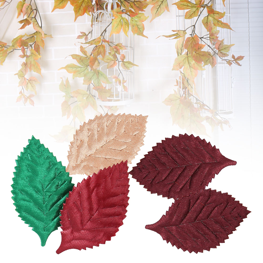 100pcs Artificial Leaves Mixing Color for Cloth Sticker DIY Crafts. 