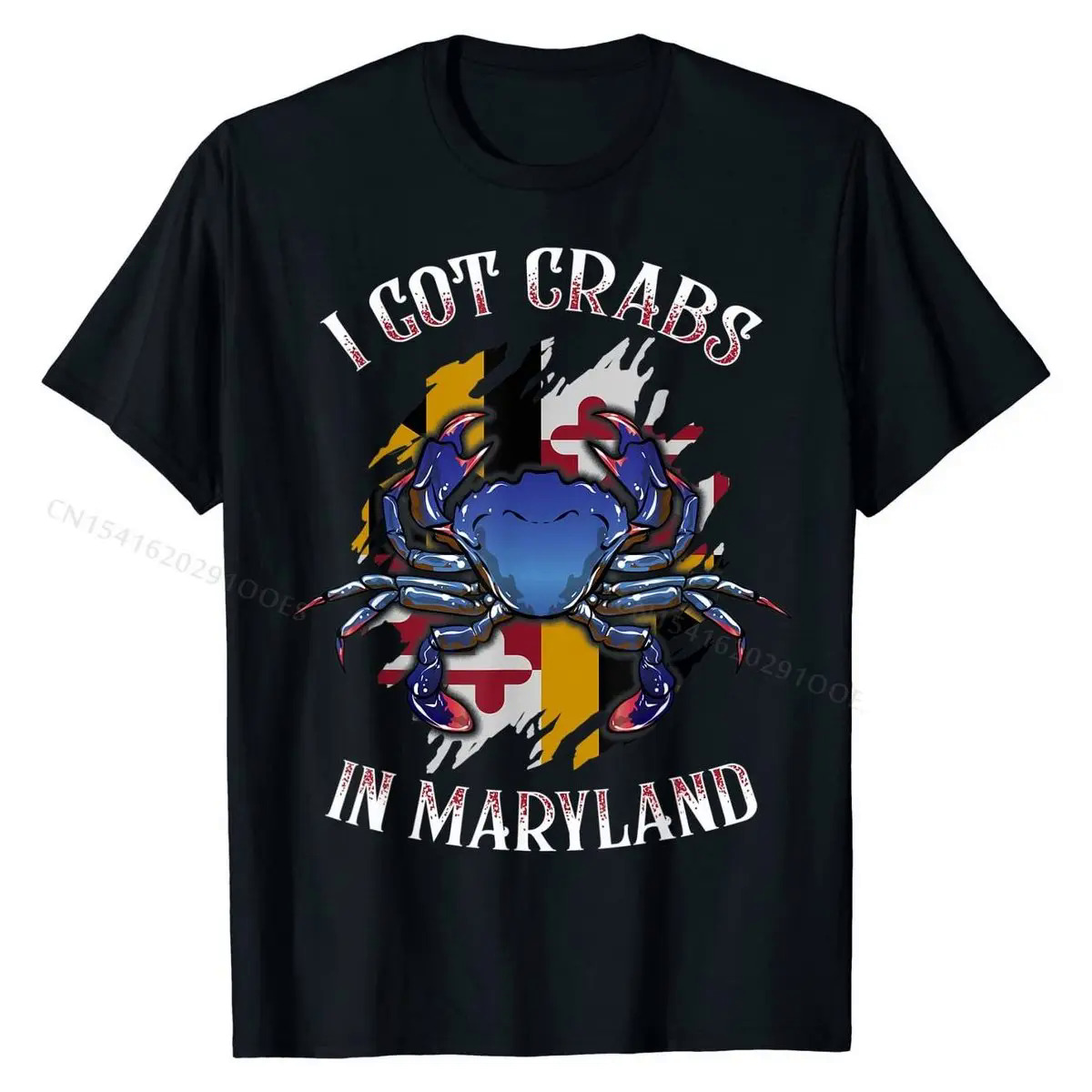 I Got Crabs In Maryland Day Blue Crab T-Shirt Cotton Casual Tops Shirts Slim Fit Men T Shirt