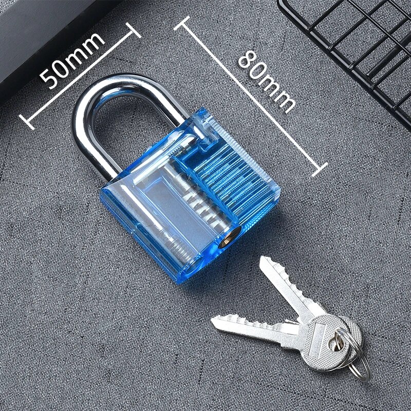 KAK Transparent Practice Padlock with Keys 80x50mm DIY Visible Lock Pick Tools Cutaway Practice Padlock Training Locksmith Tool. 