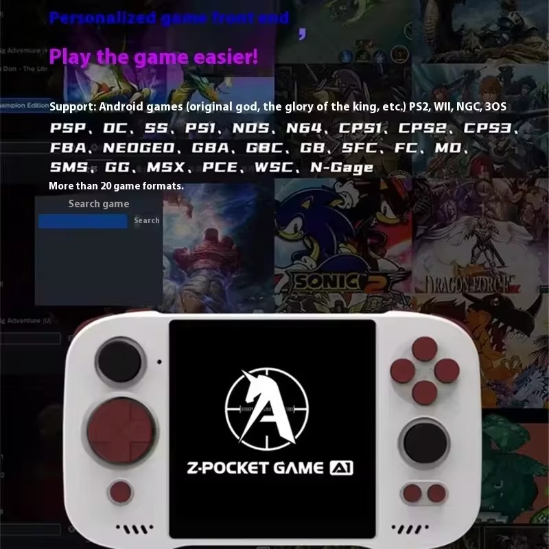 Zpg A1 Unicorn handheld game console 4.0-inch 720p Soc Helio G99 battery 4500mAh six axis gyroscope supports WIFI Android system. 