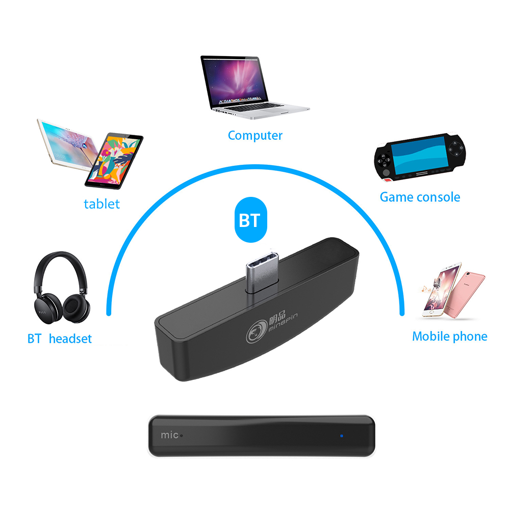 A1 Gaming Wireless BT Audio USB Transmitter Built- in Digital Microphone Replacement for Nintendo Switch/PS4/PS3/PC Black. 