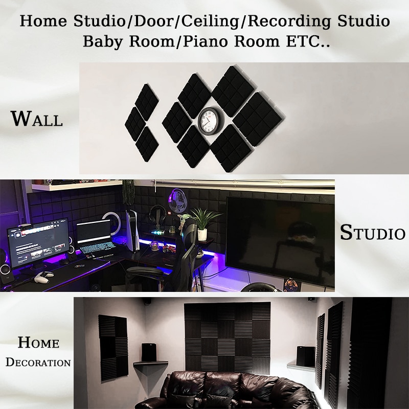 TOUO Soundproofing Foam Panels 6/12/24 Pcs Mushroom Wedge Tiles Acoustic Padding Noise Insulation For Home Studio. 