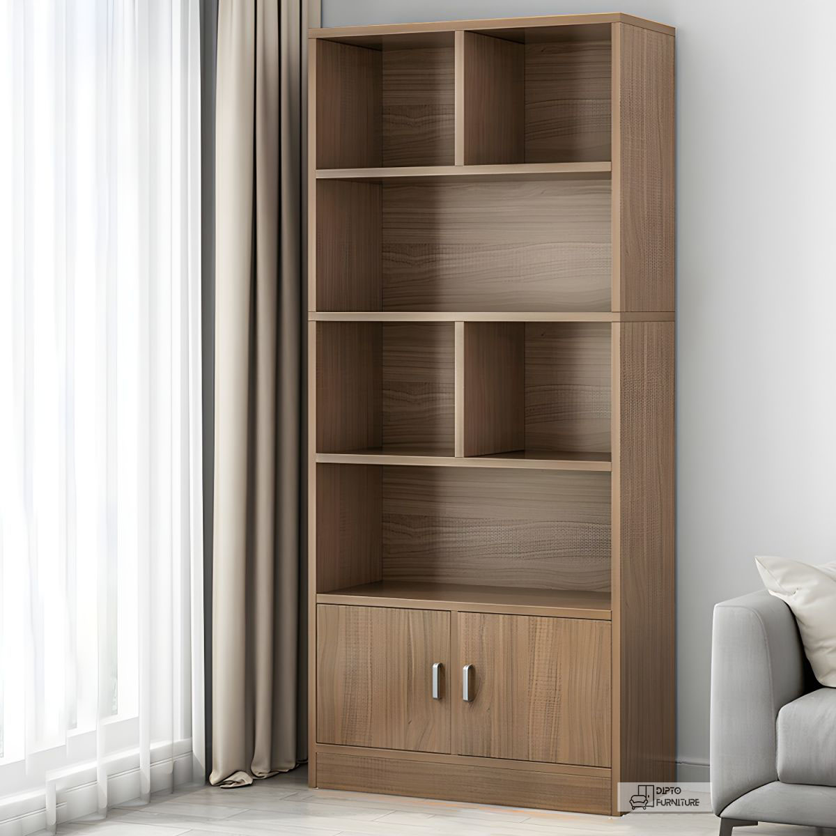 Modern Library Book Shelf Standing Display Shelve Rack Engineered Wood Bookcase Bookshelf Showpiece Rack with Storage Cabinet. 