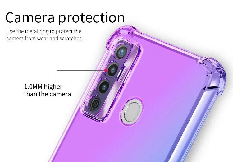 Phone Case for Tecno Pouvoir 4 Pro Tecno Pop 6 Go LC8 LC7 CD7,Hybrid Cute Gradient Soft TPU Bumper Flexible Drop Protectio Cover. 