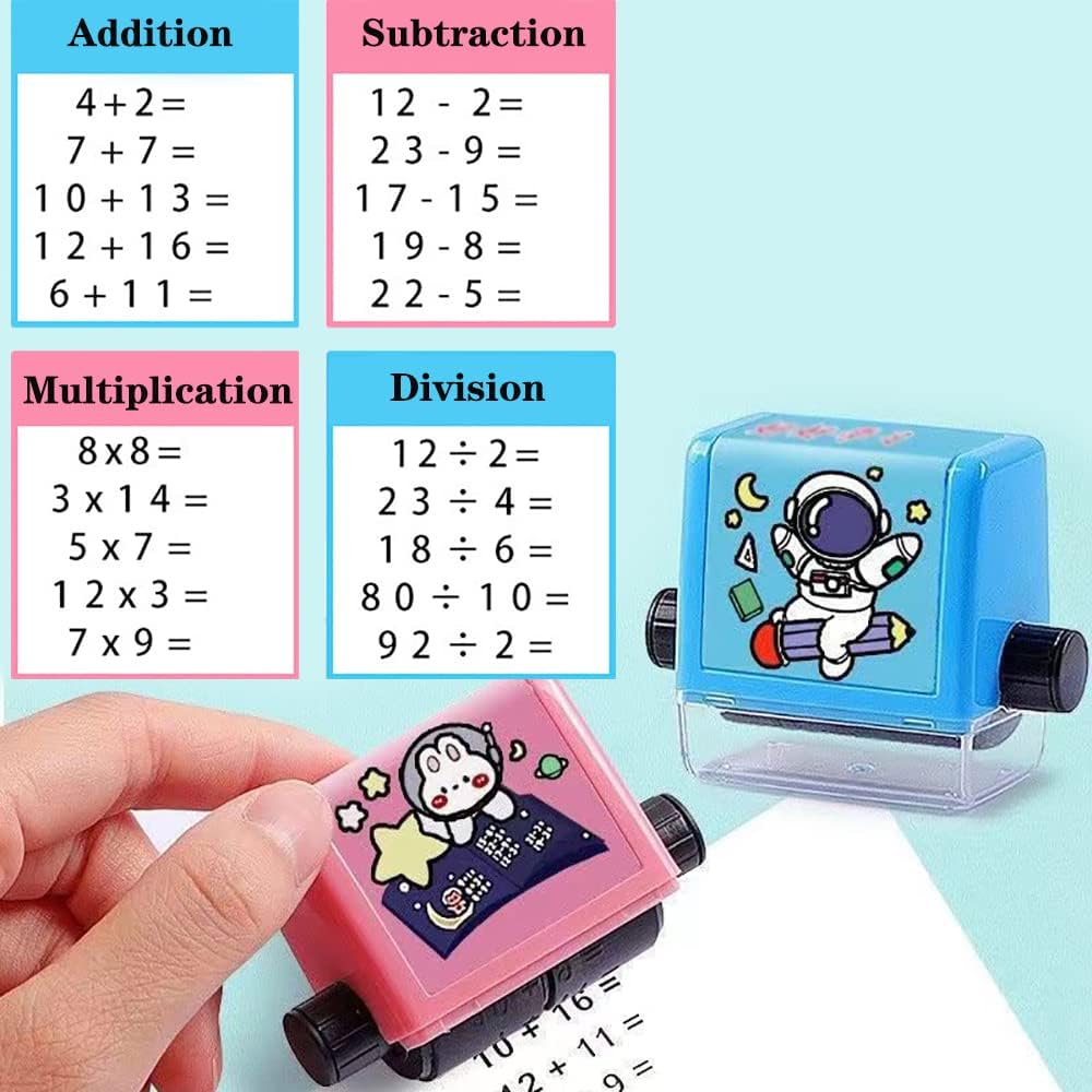 Math Roller Stamp 4 PCS Roller (Addition, Subtraction, Multiplication and Division)