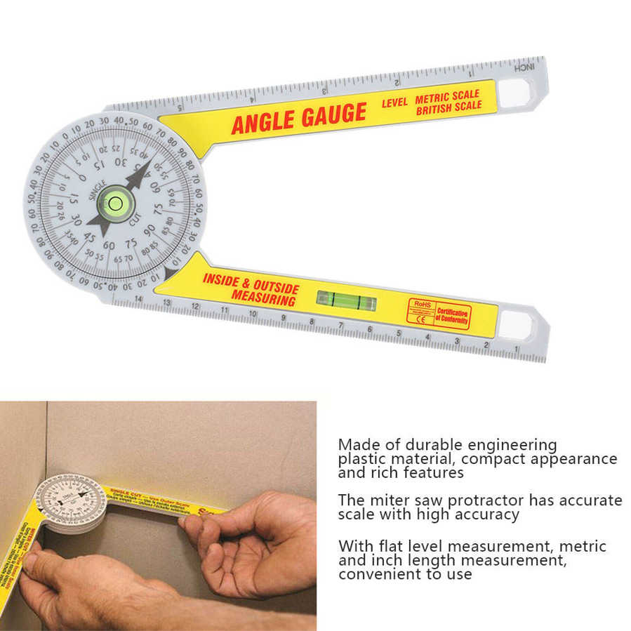 Angle Gauge Miter Saw Protractor Engineering Plastic High Accuracy Measuring Ruler Tool for Outdoors. 