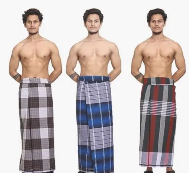 Men's Cotton Stitched Lungi Random Colour