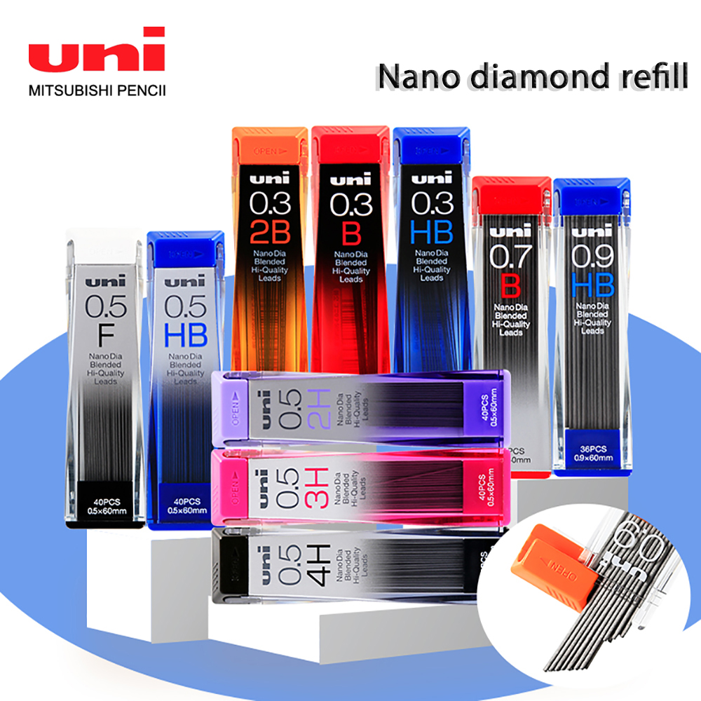UNI Mechanical Pencil Lead 0.5 0.3 0.7mm Nano Diamond Extra Hard Pencil Core 202ND Is Not Easy To Break HB/2B/2H Stationery