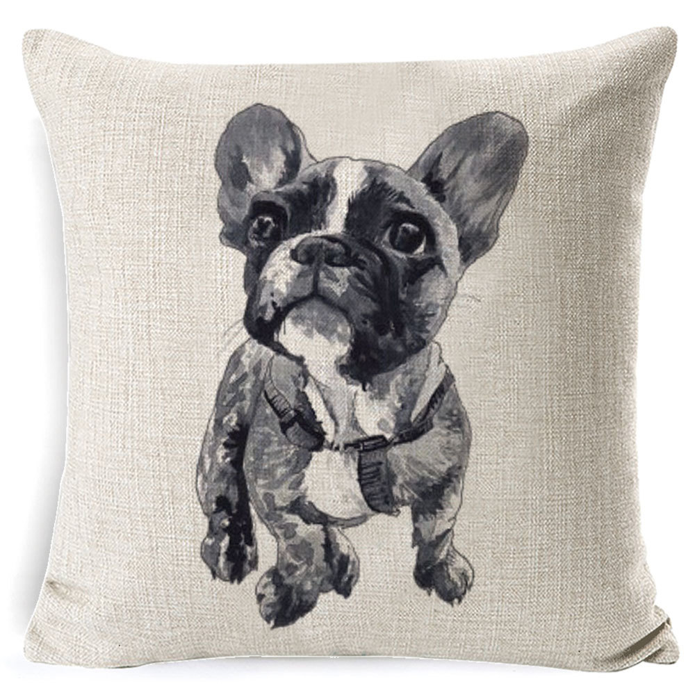 Cross-border pillowcases for puppies, cartoon cushion covers, linen super soft Amazon pillowcases, casual linen cushions