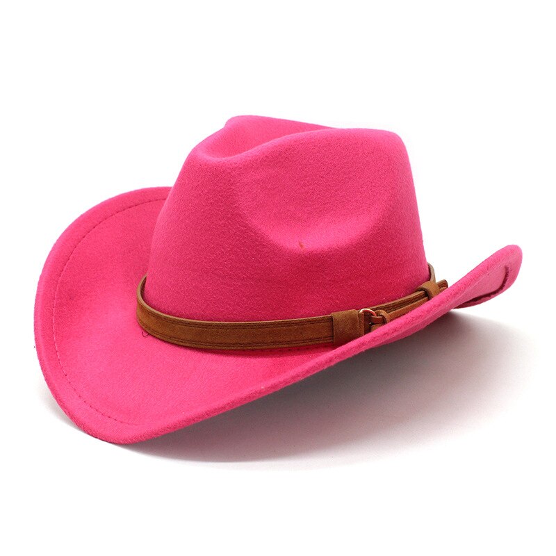 thumbnail image 2 of Western Cowboy Hat For Men & Women - Wide Brim Felt Fedora With Adjustable Strap, Classic Flat Top 2 of 13