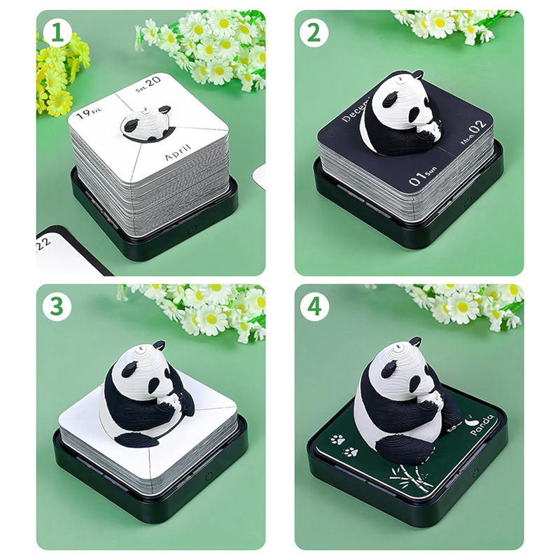 3D Art Calendar 2024, Time Piece Calendar Panda Memo Pad Rip Paper Carving DIY Sticky Note Durable Easy Install. 