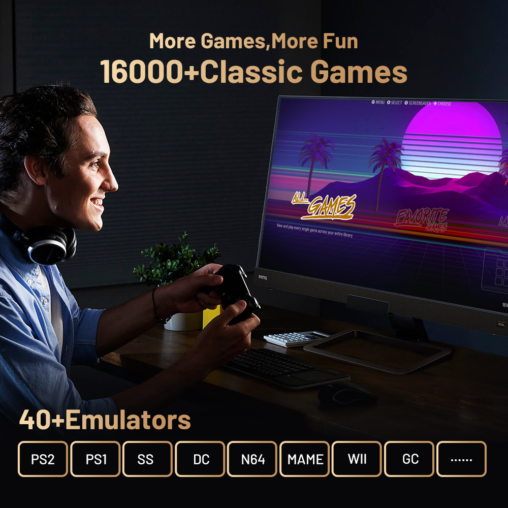 Kinhank Super Console X5 PRO Retro Video Game Console RK3588 8GDDR4 with 4T HDD 16000+ Games Plug and Play for PS2/PS1/SS/DC/N64. 