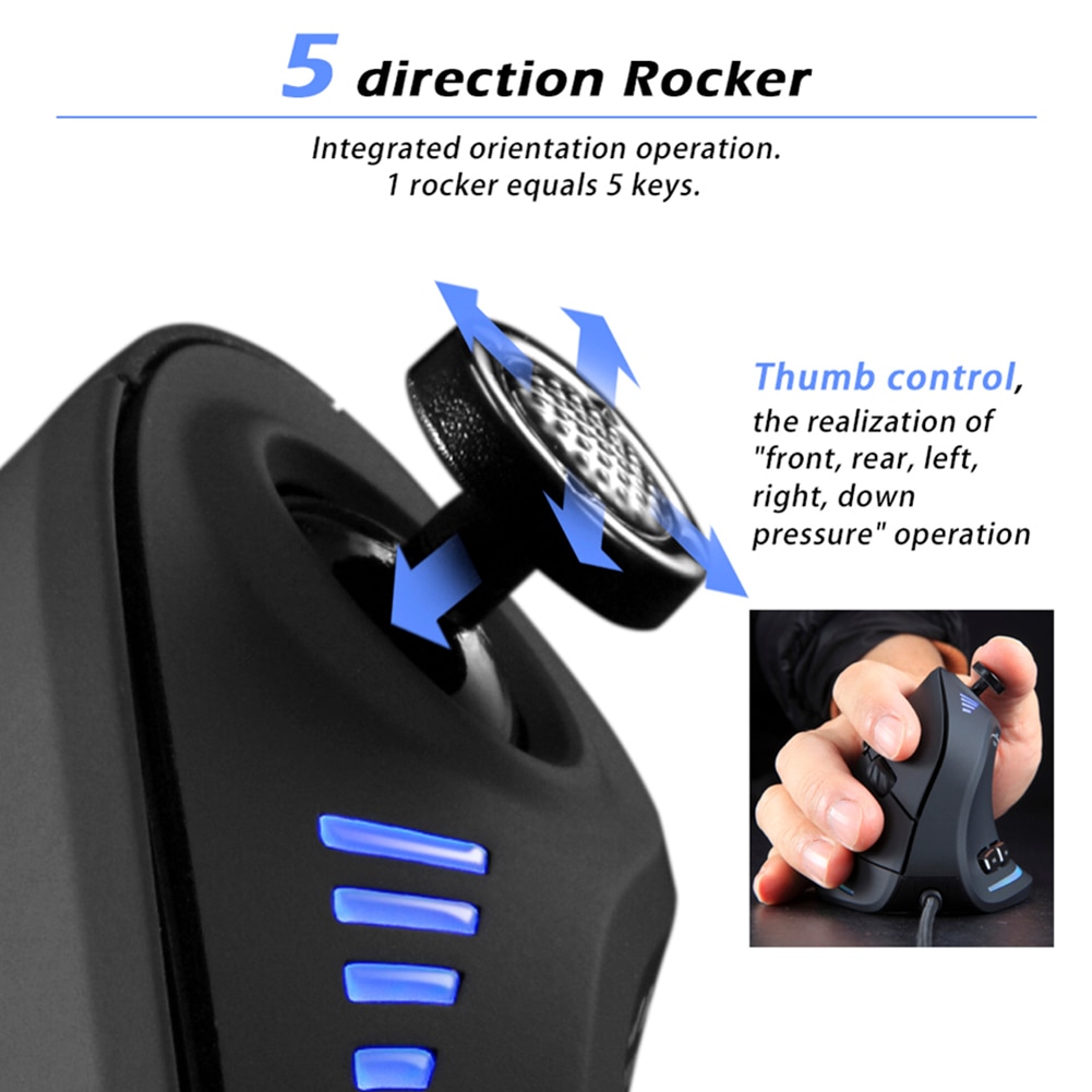 【FUPANG】ZELOTES C18 Vertical 10000DPI USB Wired RGB Optical Ergonomic Mouse Buttons Gaming Mause Desktop Laptop Gamer Mice. 