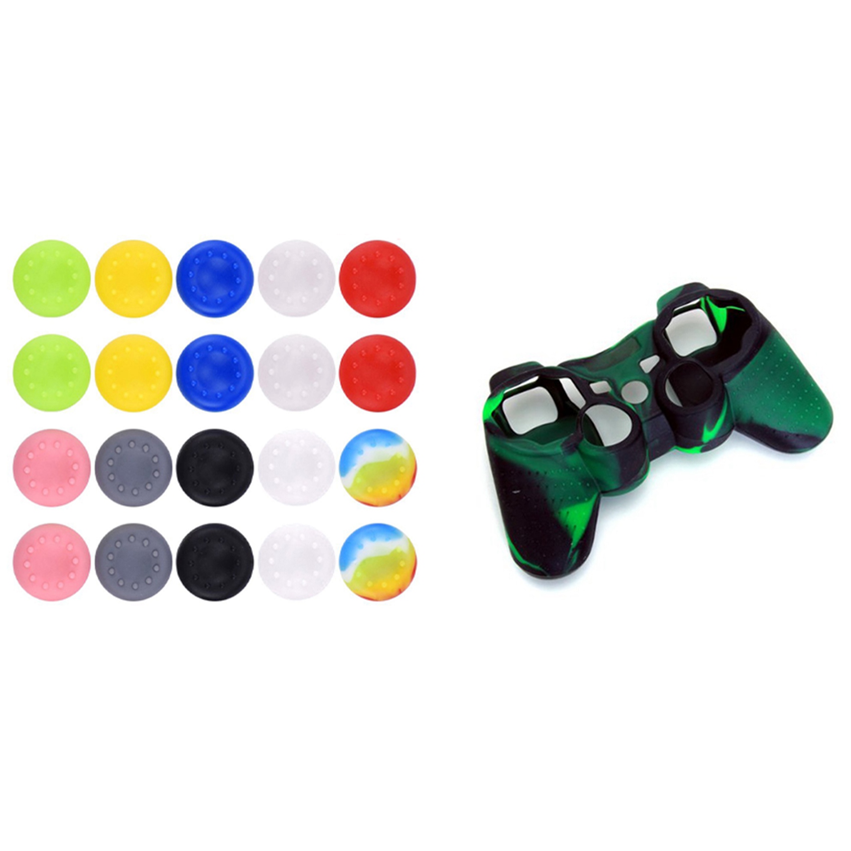 Button cap-1 * silicone protective Case for PS2 PS3 controller
20 * Silicone stick thumb grips-picture color. 