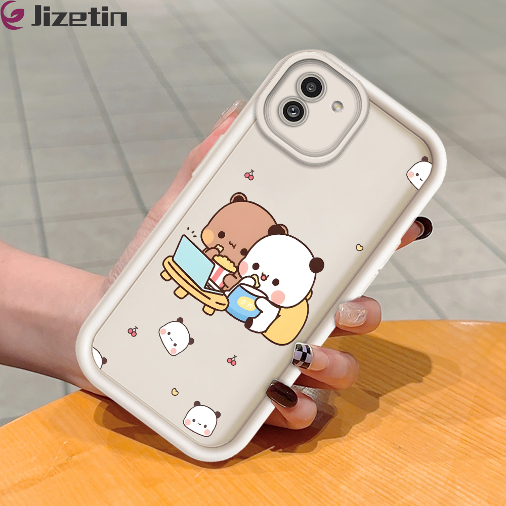 Jizetin for Samsung A03 Back Cover Bear's Leisure Time Ladder Camera Soft Rubber Mobile Phone Case