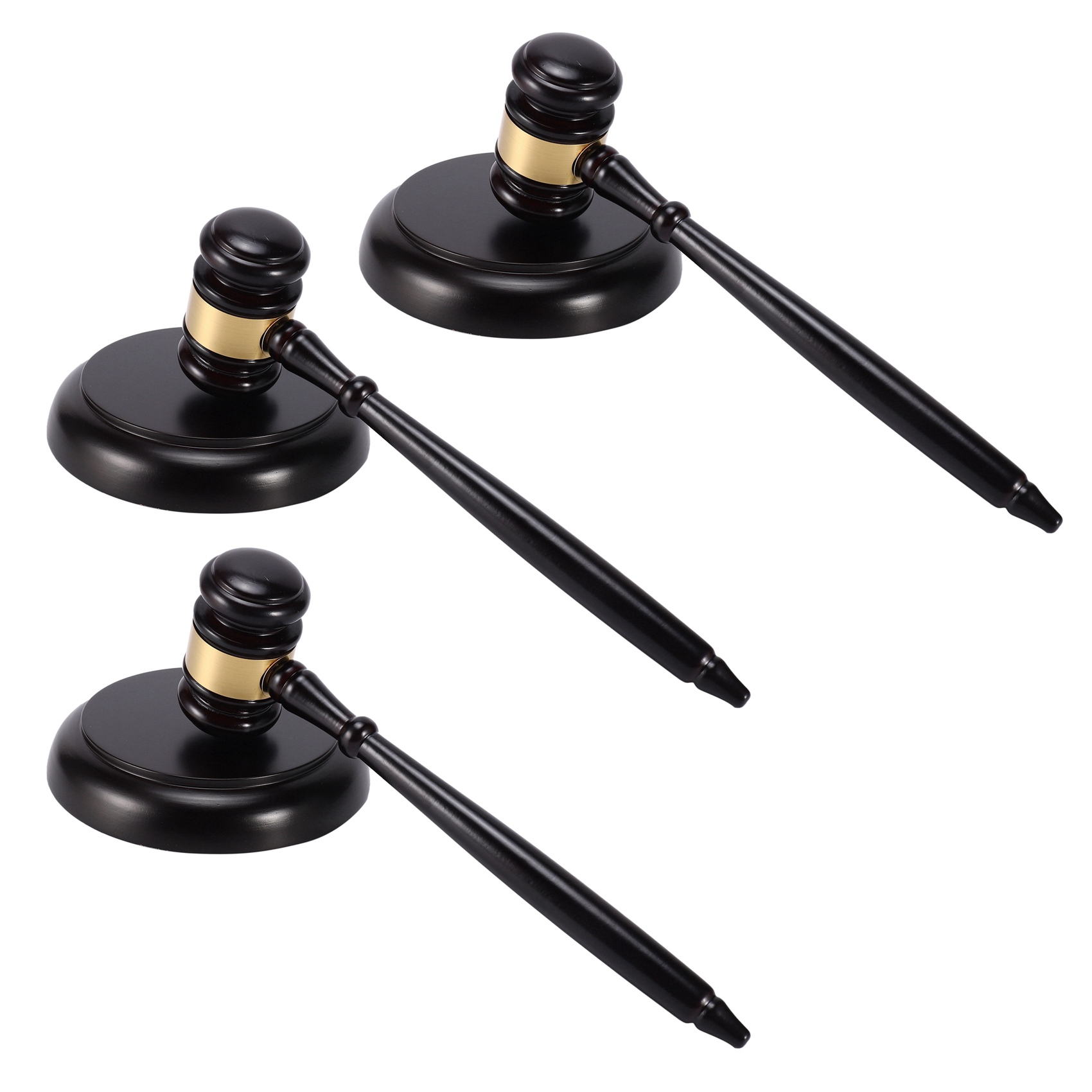 3X Wooden Judge's Gavel Auction Hammer with Sound Block for Attorney Judge Auction Handwork. 