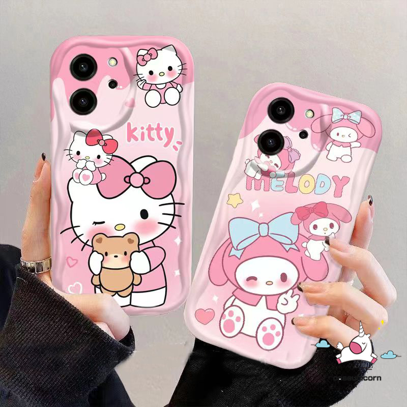 Melody Hello Kitty Phone Case Compatible For Vivo Y17s Y36 Y16 Y33 V27 Y91C Y20 Y35 Y12i Y20s Y51 Y22s V25 Y17 Y27 Y12 Y11 Y95 Y15 Y91 Y30 Y21 Y12s Y15s Y02 V25E Y21s Y50 3D Wavy Curved Edge Soft Tpu Case. 
