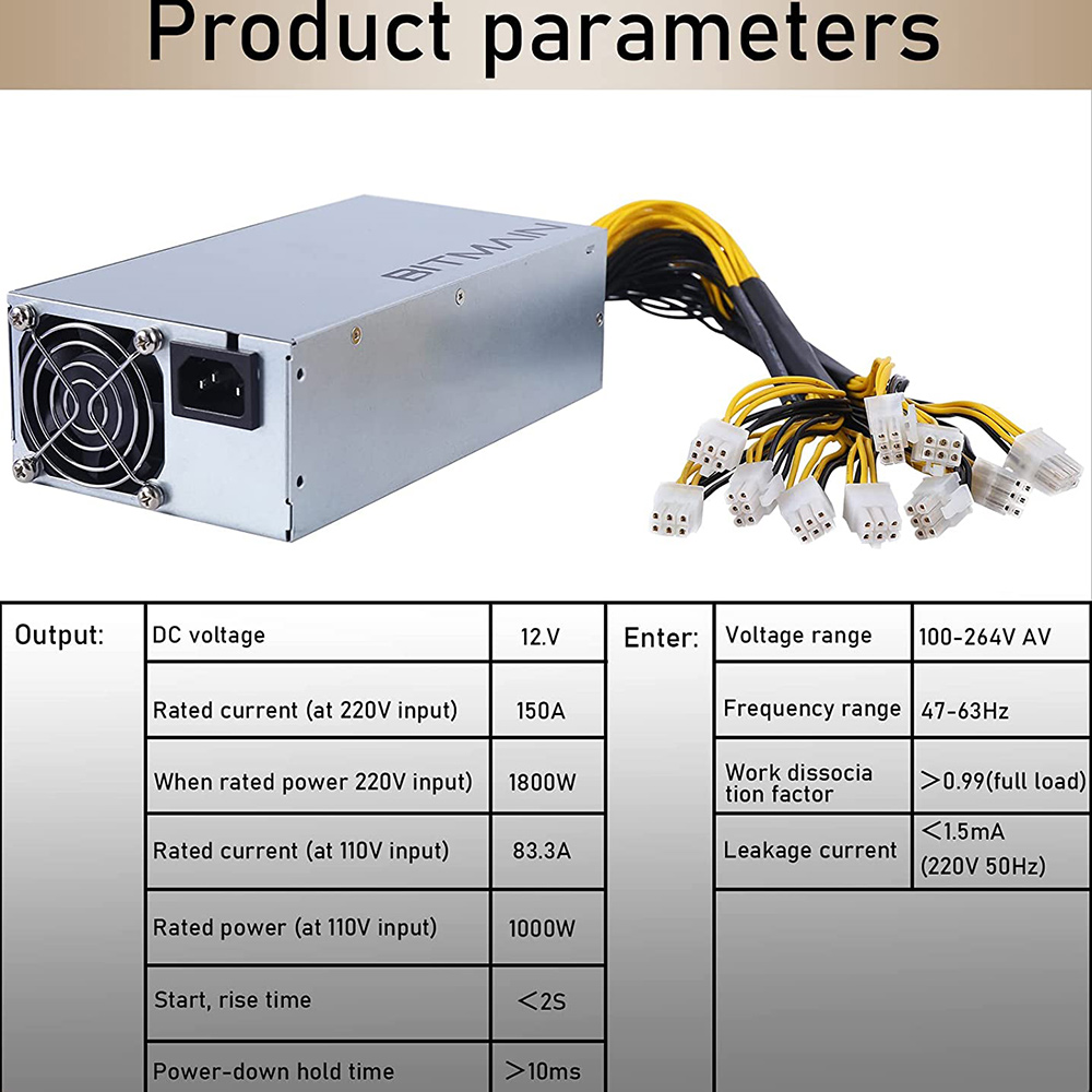 APW7 1800W p g U a Ater 9/3+/A6/A7/R4/7/E9 10X PCI-E 6P Cect. 