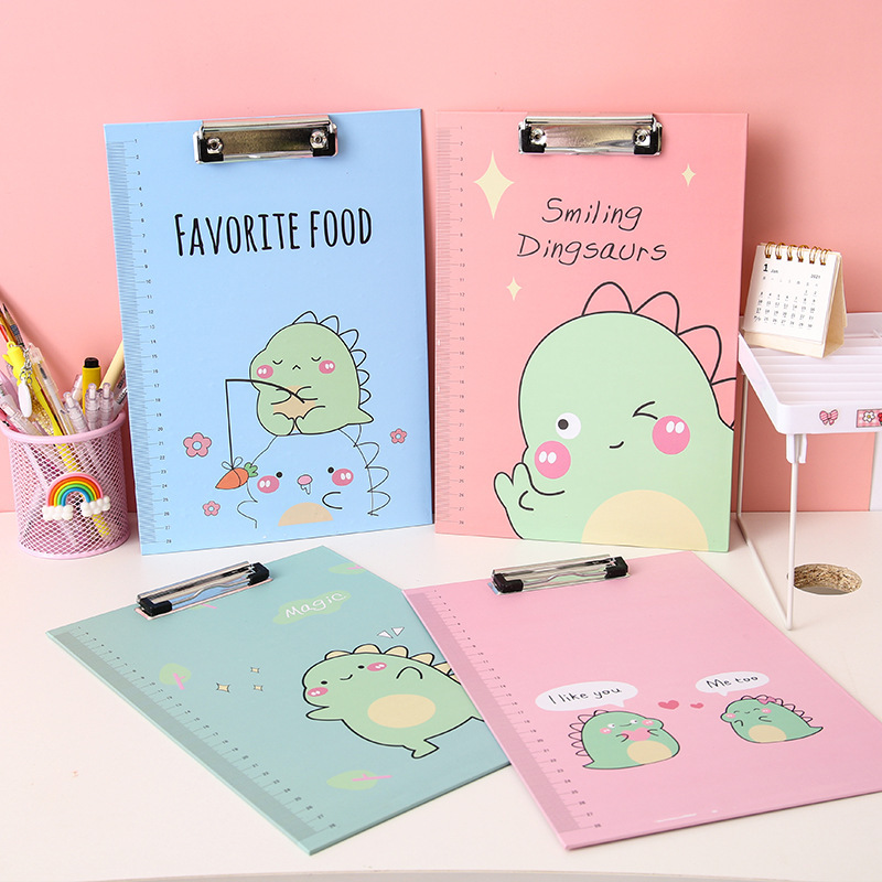 Creative Cartoon A4 Splint Ins Dinosaur Bear Simple Small Fresh Folder Student Writing Exam Pad Board