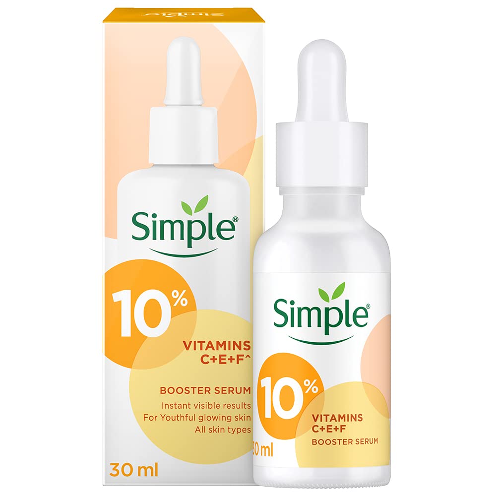 Simple Serum With 10% Vitamin C+E+F 30ml | For Youthful Glowing Skin & Instant Visible Results | For All Skin Types. 