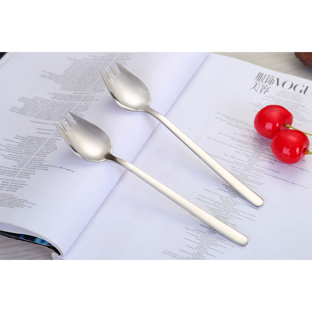 GC 2 In 1 Stainless Steel Fork  Spoon Spork Cutlery Set Kitchen Outdoor Utensil Tool color:as picture show. 