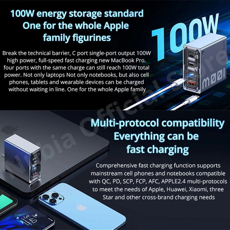 Nubia 80W GaN Quick charger For RedMagic 8 Pro 80W PD charger Compatible with PD/QC protocol For Redmagic 8S pro 7 Pro 7S pro. 