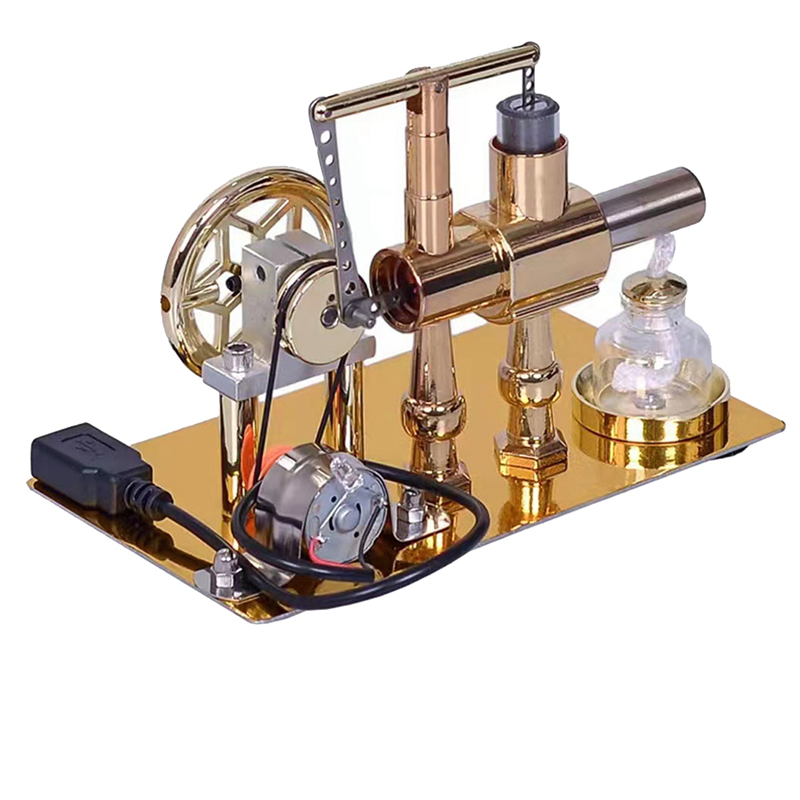 1 Piece Hot Air Stirling Engine Experiment Model Educational Mini Engine Toy Gold. 