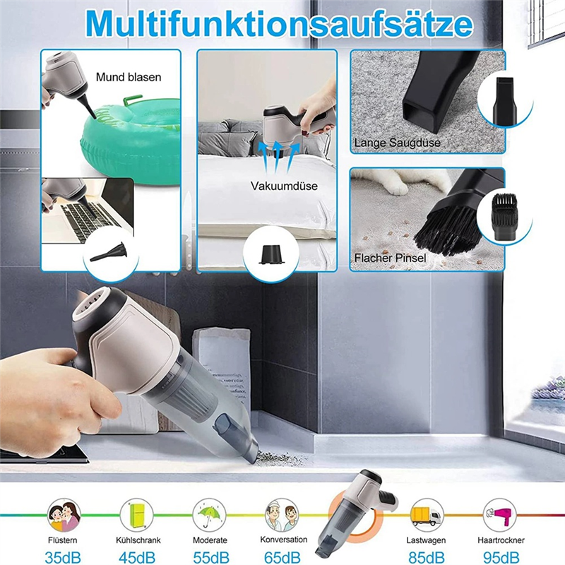 9000Pa Car Portable Vacuum Cleaner +5X Filters Super ful Wireless Blow Suck Dual-Purpose -A. 