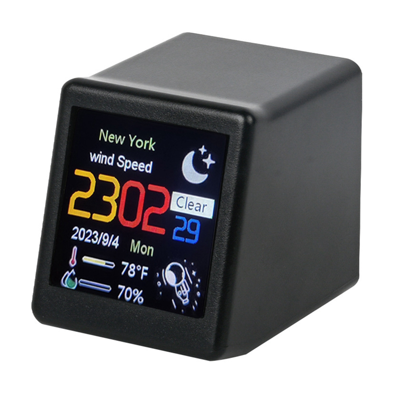 Smart WIFI Weather Station Clock DIY Cute GIF Animations Desktop Decoration Electronic Album Function MINI Clock E Easy Install Easy to Use. 