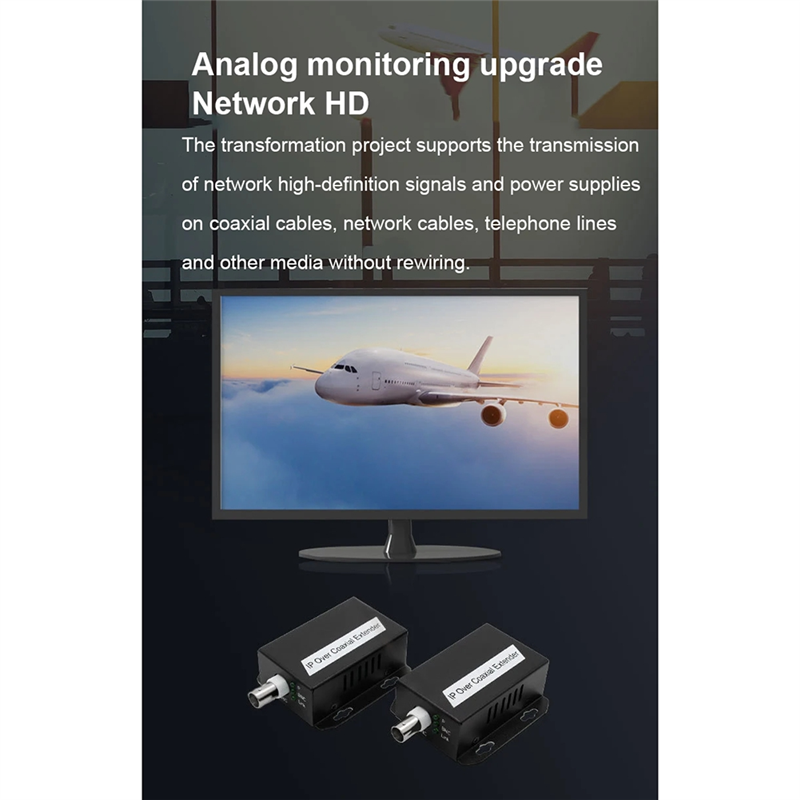 1 Set IP Network to Coaxial Extender Transfer From Net Cable Transmission to Coax Line 500M Ethernet Converter Set Kit for CCTV. 