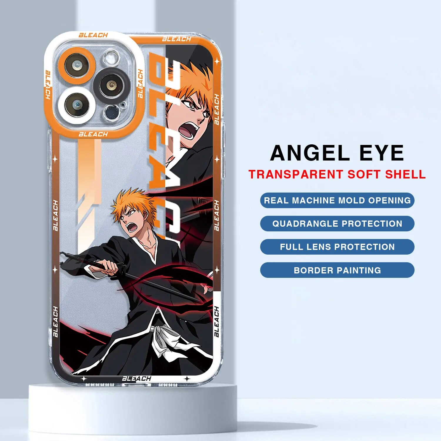 Bleach Kurosaki Ichigo Case for iPhone 7 6s 13 Pro Max 14 15 Plus 11 Pro X XR XS SE 8 12 Mini 12 Pro Cover Transparent Soft. 