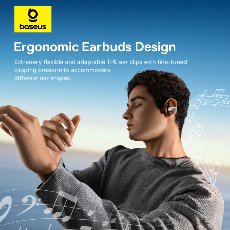 Baseus AirGo 1 Ring Clip On Open-Ear Bluetooth Wireless Earbuds With High Precision Directional Immersive Spatial Audio Ultra-Lightweight Earphone. 