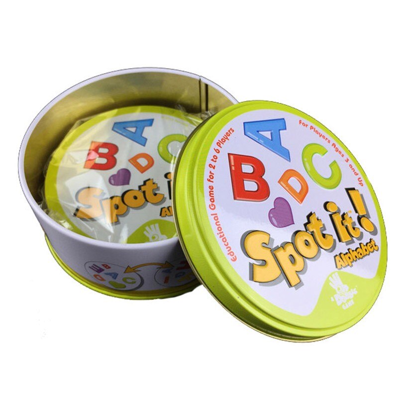 【happy one】The HP recognizes it Dobble Card table Dobbles board game Kids party board game Camping Metal Tin Box toy. 
