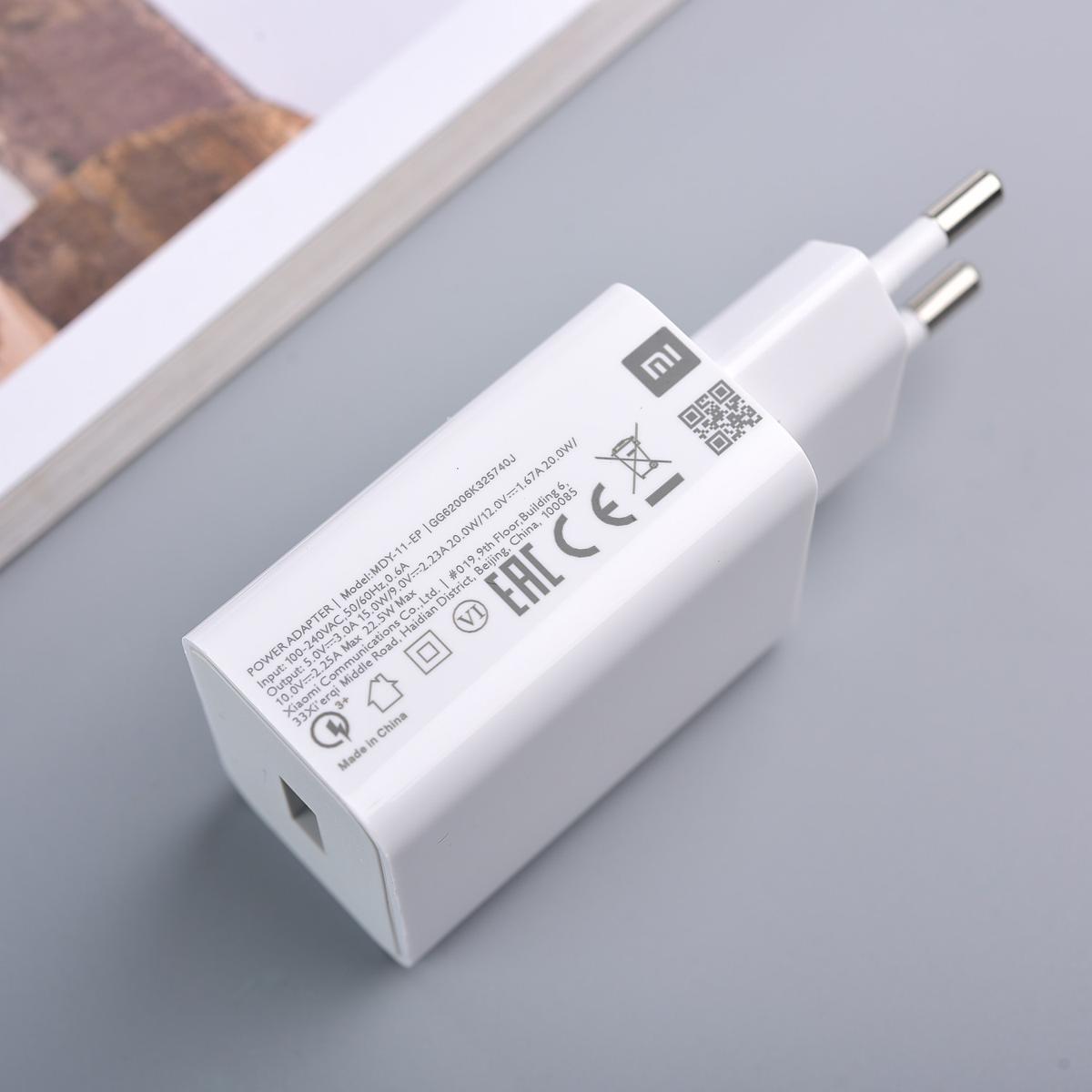 【The road to happiness Store】Xiaomi Mi MDY-11-EP Quick Charger USB EU plug 22.5W Adapter Fast charging Type C Cable For Mi 10 lite 11 10 Redmi