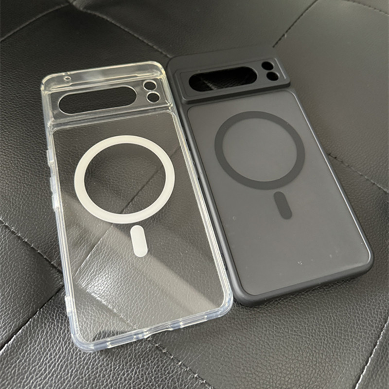 Transparent Shockproof PC+TPU Magsafe Case For Google Pixel 8 Pro Pixel8 Pro Frosted Magnetic Wireless Charging Phone Back Cover. 