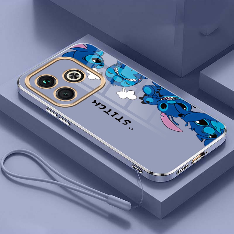 Tecno Spark GO 2024 Casing Cartoon Monsters Mobile Case Big Eyes Stitch Straight Edge Full Camera Protected Cover. 