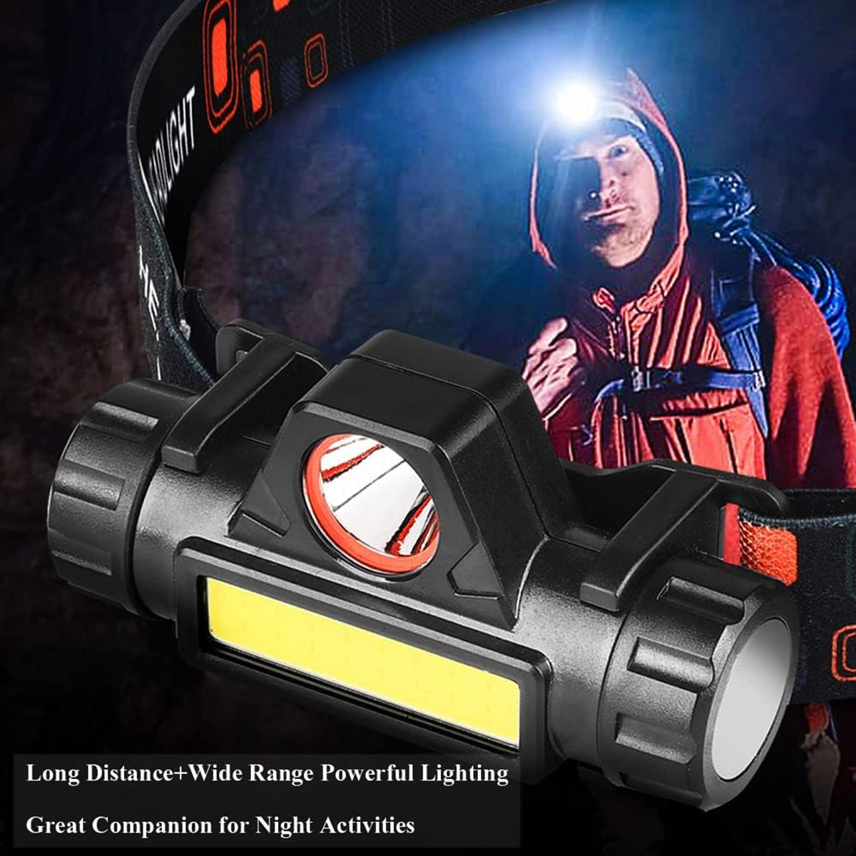 Rechargeable head lamp with usb charging high power. 