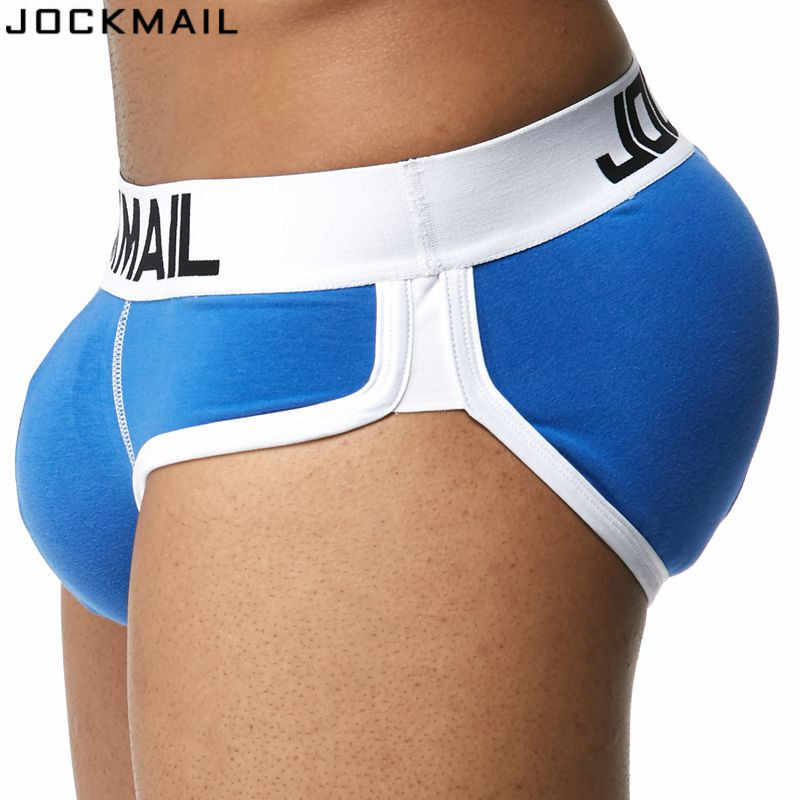 JOCKMAIL Brand Enhancing Mens Underwear Briefs Bulge Gay pad Front + Back Magic buttocks Double Removable Push Up Cup. 