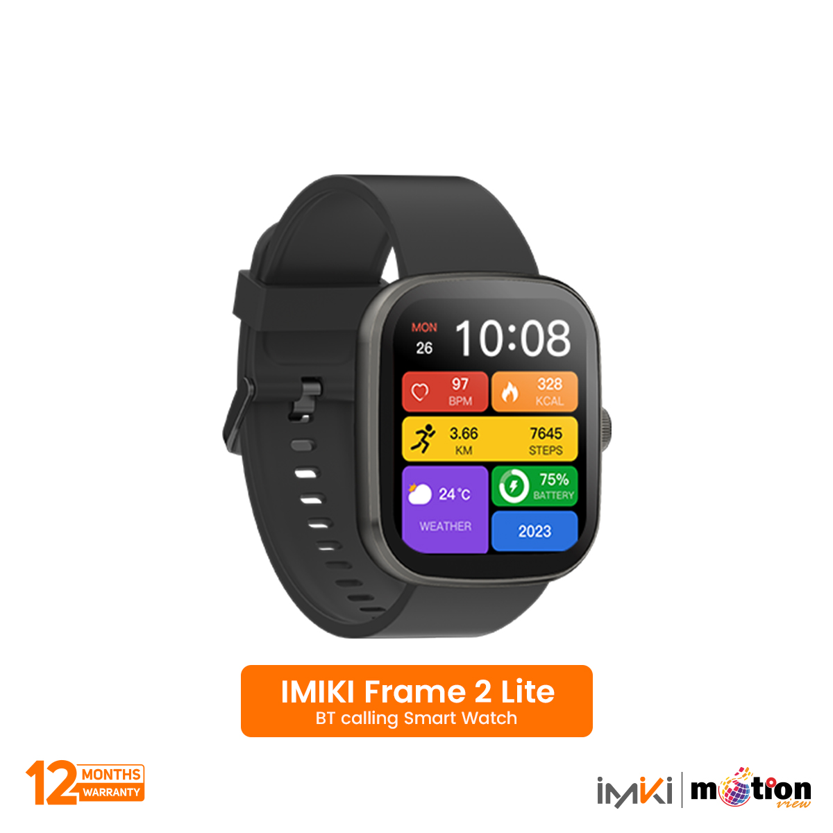 IMIKI Frame 2 Lite 2.5D ultra-thin Screen BT Calling Smart Watch. 