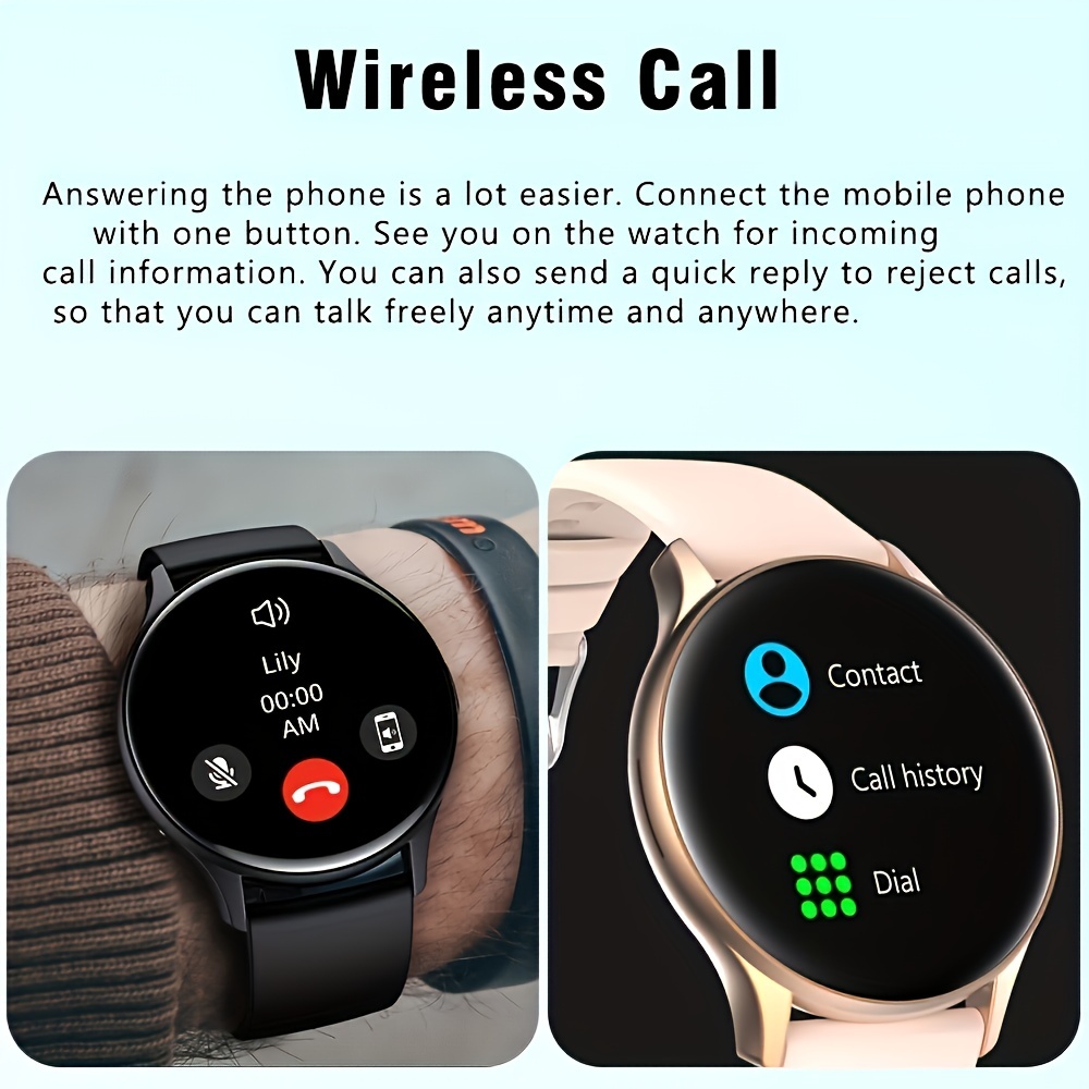 1.43 Inch Full Touch Screen Round Wireless Wireless Call Watch Smart Watch, With 100 Sports Modes Exercise Fitness Tracker, Voice Calling Always On Display Smart Watch For Men Women. 