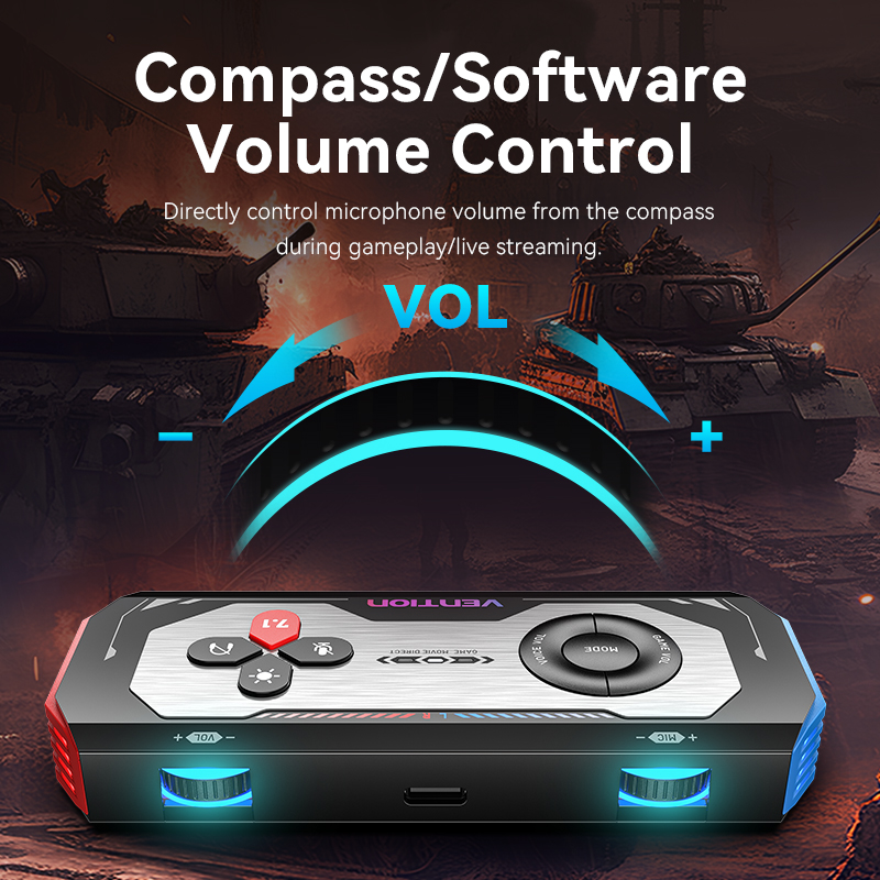 Vention Gaming USB Sound Card External Audio Amplifier with Volume Control Versatile Audio for PC Laptop PS4 PS5 Earphone Headset Desktop Microphone Soundcard Adapter. 