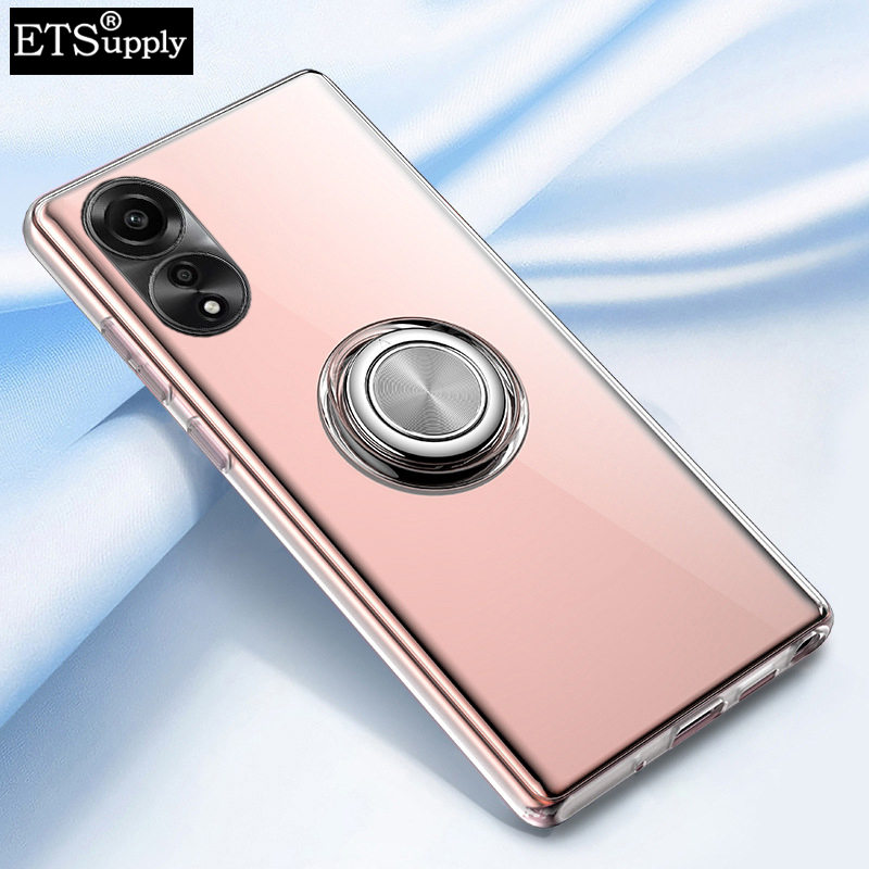Phone case OPPO A38 cover Ring Ultra Thin HD Clear Transparent Car Kickstand Bracket Soft Air Cushion Armor Cover for OPPO A38 Casing HP