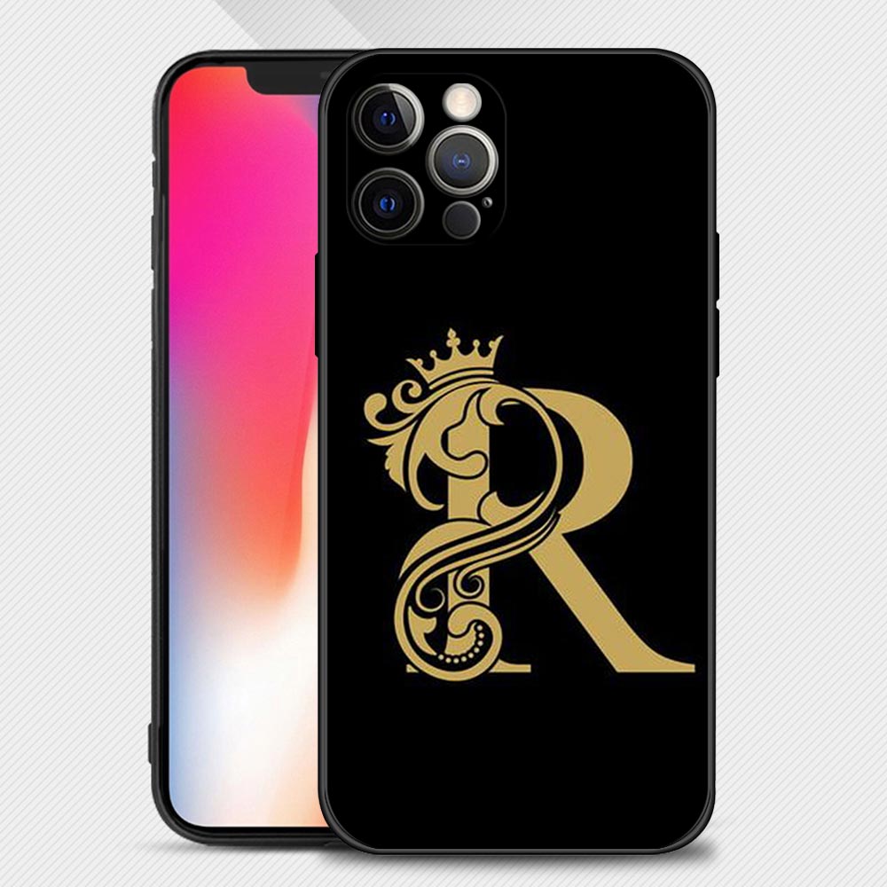 Luxury Gold Royal Crown Letter A-Z Phone Case For Apple iPhone 15 14 13 12 11 Pro Max 15Plus 14Plus 13Mini XS XR X 7 8 Funda. 