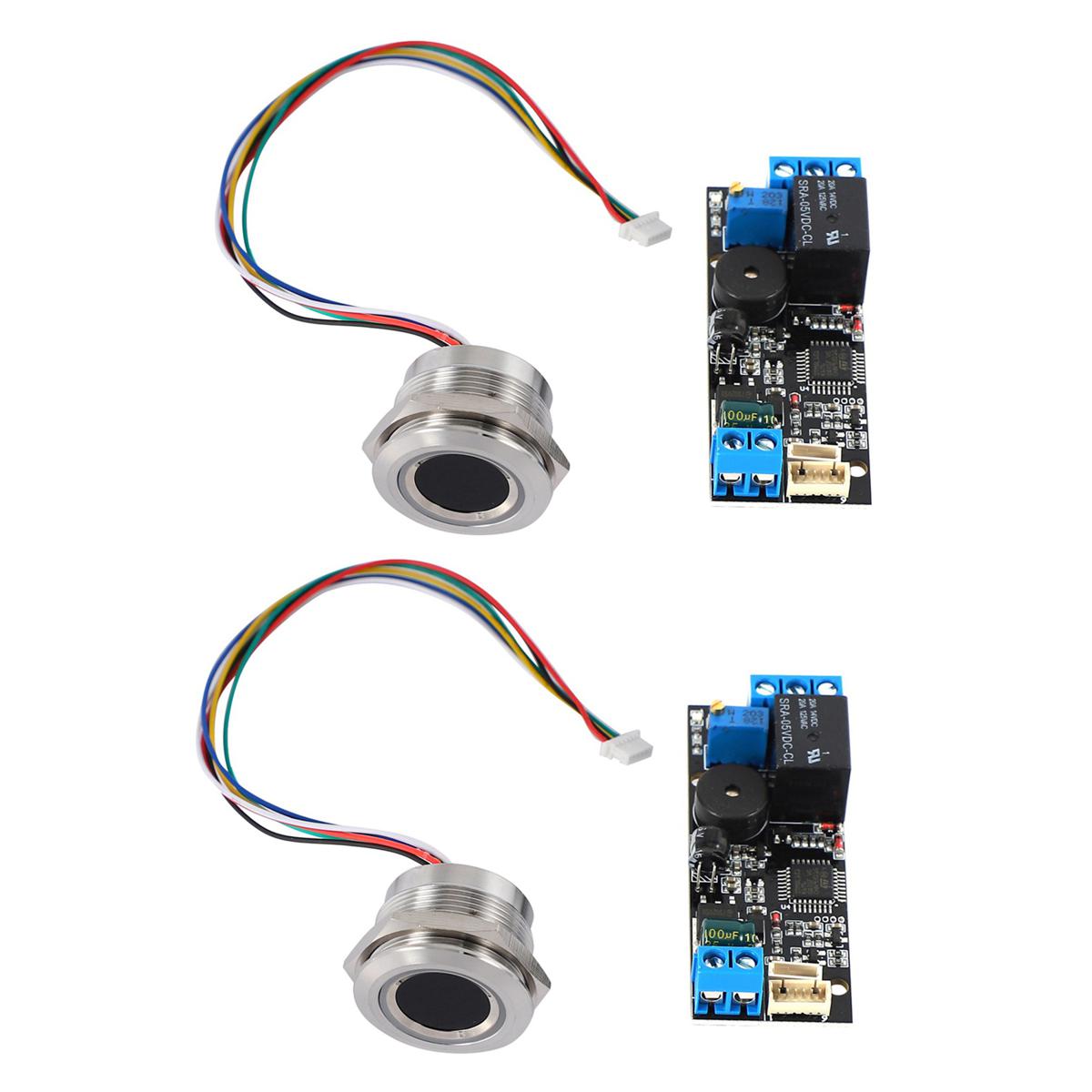 2X K202 DC12V Low Power Fingerprint Control Board + R503 Fingerprint Module Round Fingerprint Recognition Module