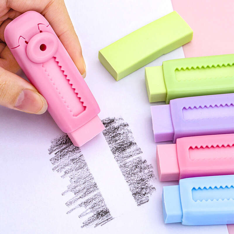 Creative Macaron sliding elementary school students, leaving no marks or debris. Pencil eraser for art and painting. 