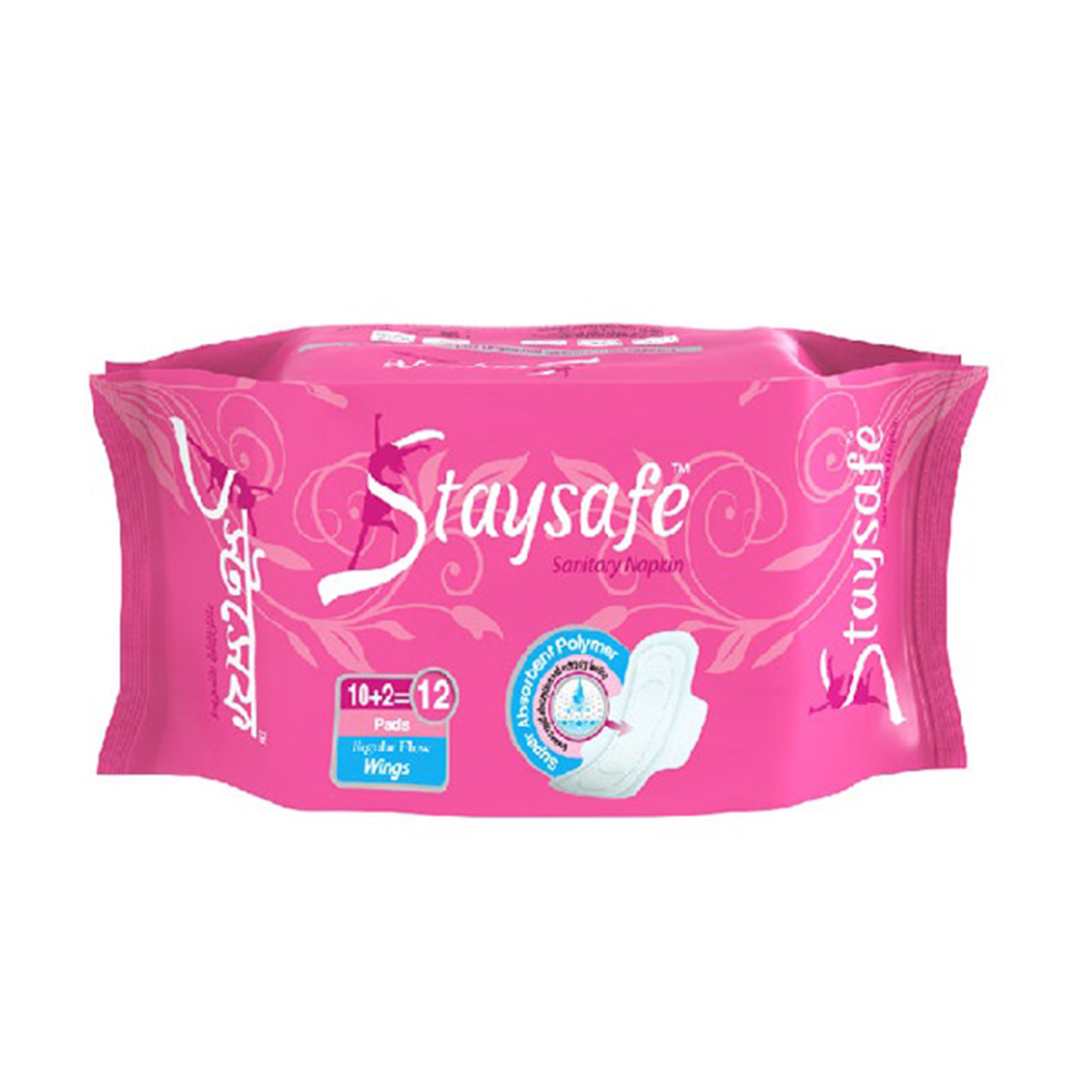 Staysafe Sanitary Napkin - Regular Flow Wings 12 pads