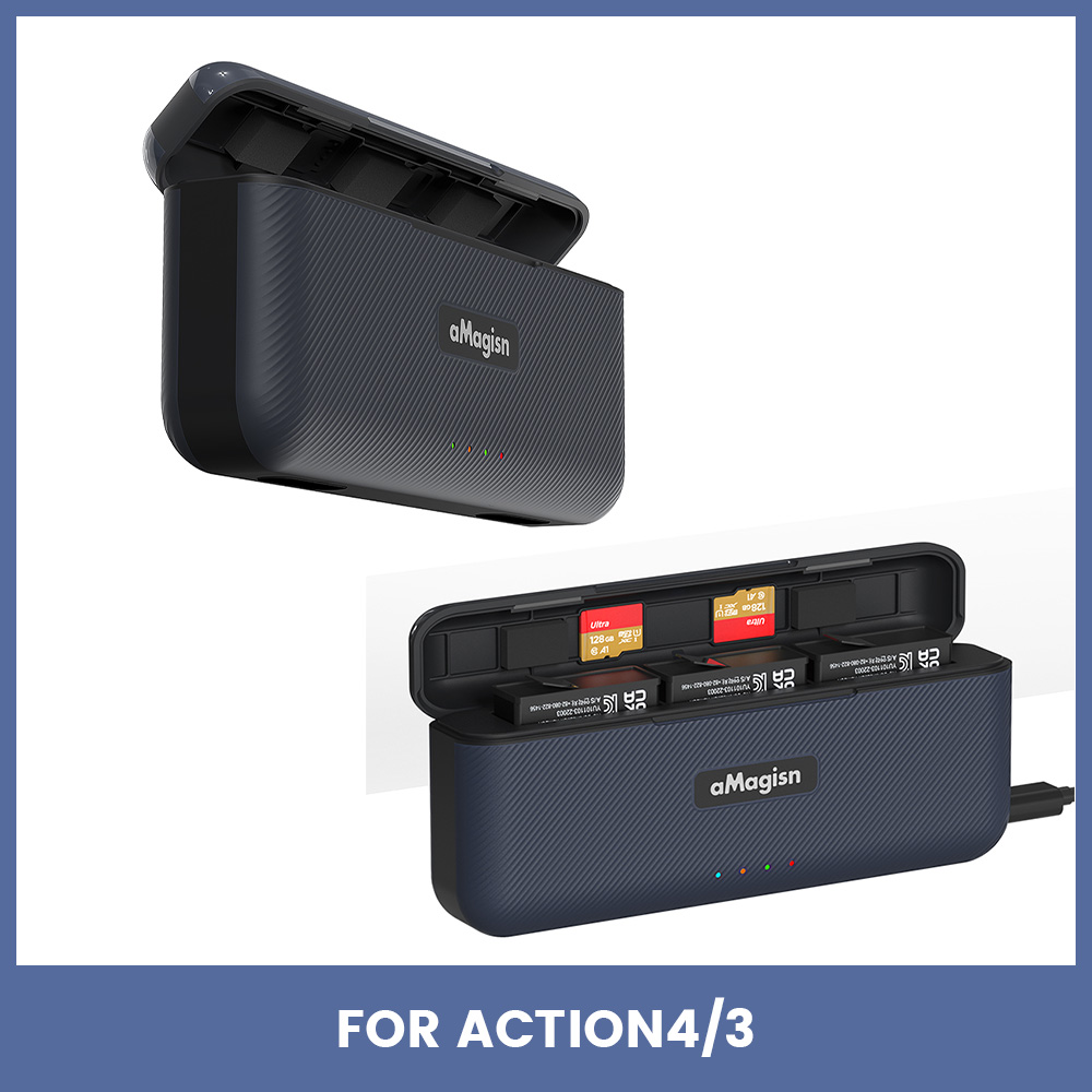 Charge Case Box For DJI Action 4 Battery Fast Charge Hub Protective Case For DJI Action 3/4 Sports Camera Accessories