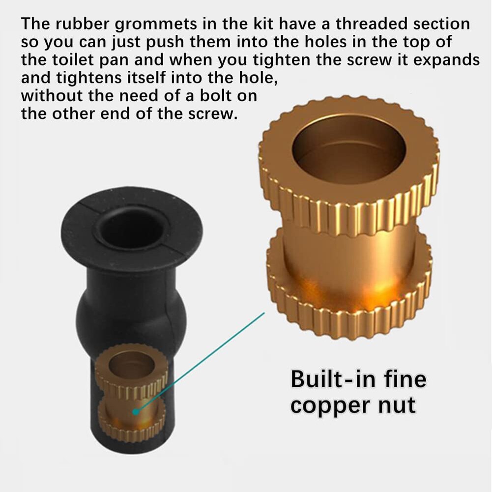 2PCS Universal Toilet Seat Fixings Fix Expanding Rubber Top Nuts Screws For Toilet Seat Top Fix Toilet Seat Screws Nut Cover Lid. 