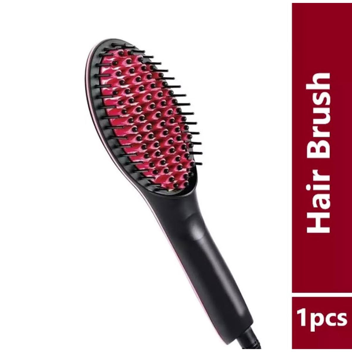 Simply Straight Ceramic Hair Straightening Brush-Black/Pink